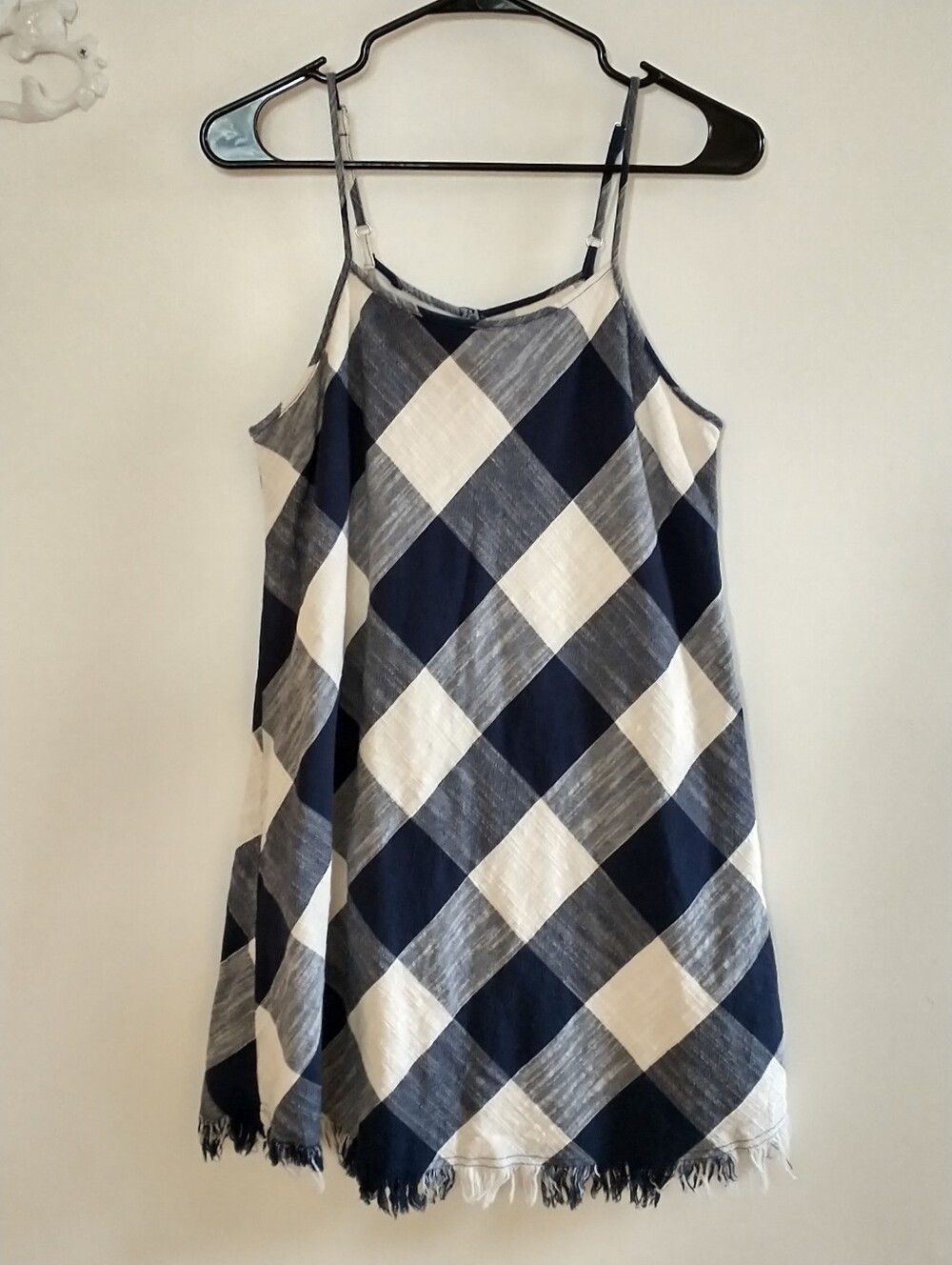 Universal Thread Navy and White Gingham Spaghetti Strap Dress S Coastal Preppy